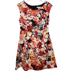 Liz Claiborne Floral Cotton Blend Pleated Fit & Flare Dress - Size 8